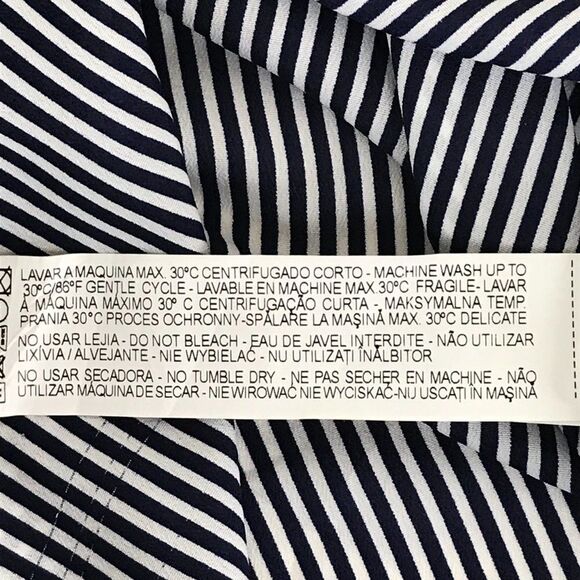 Zara Basic Striped V-Neck Blouse Women’s Size XS Embellished Roll Tab Sleeves - Picture 10 of 12